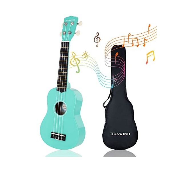 Hua Wind Soprano ukulélé 21 pouces ukulélé pour débutants, enfants guitare quatre cordes ukulélé pour enfants en bois avec le