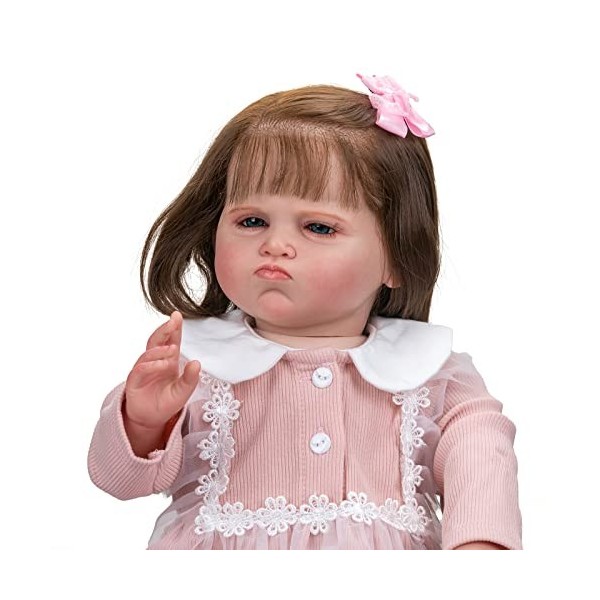 Adorables poupées bébé Reborn 24 Pouces 60cm poupées réalistes pour Tout-Petits avec Visage en colère poupée en Silicone au C