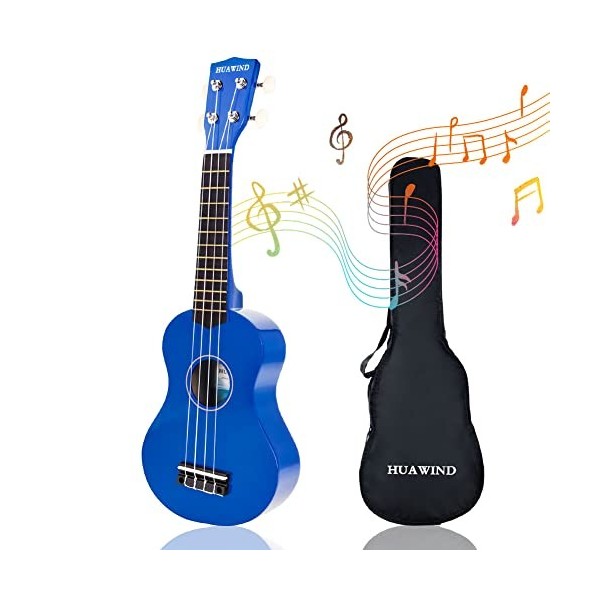 Hua Wind Soprano ukulélé 21 pouces ukulélé pour débutants, enfants guitare quatre cordes ukulélé pour enfants en bois avec le