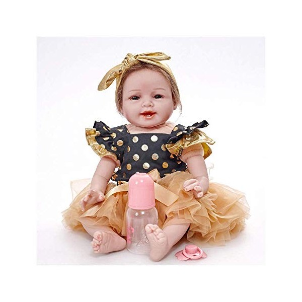 Reborn Baby Dolls Aides à la mémoire Simulation Silicone Baby Doll Reborn Doll 22"Fait à la Main pour Enfant de 3 Ans et Plus