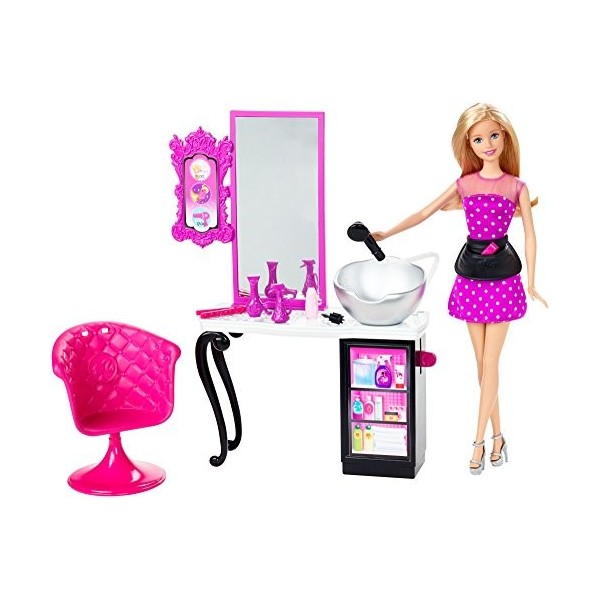 Barbie Salon de Coiffure et poupée Multicolores Mattel CMM 55