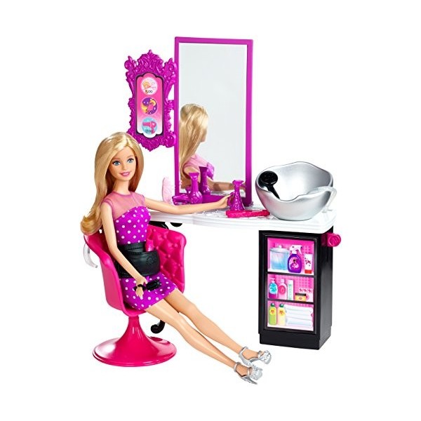 Barbie Salon de Coiffure et poupée Multicolores Mattel CMM 55