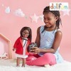 DOLLFUN Career Girls Poupée tendance avec cheveux pour coiffer, vêtements, chaussures et accessoires, cheveux noirs et yeux b