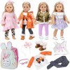 Ecore Fun Lot de 4 vêtements de poupée de 45,7 cm et chaussures et joli sac pour enfants, vêtements décontractés pour fille d