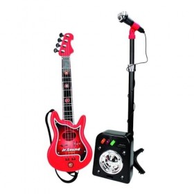 REIG 844 - Ensemble jouet Guitare à 4 cordes et Microphone amplifiés