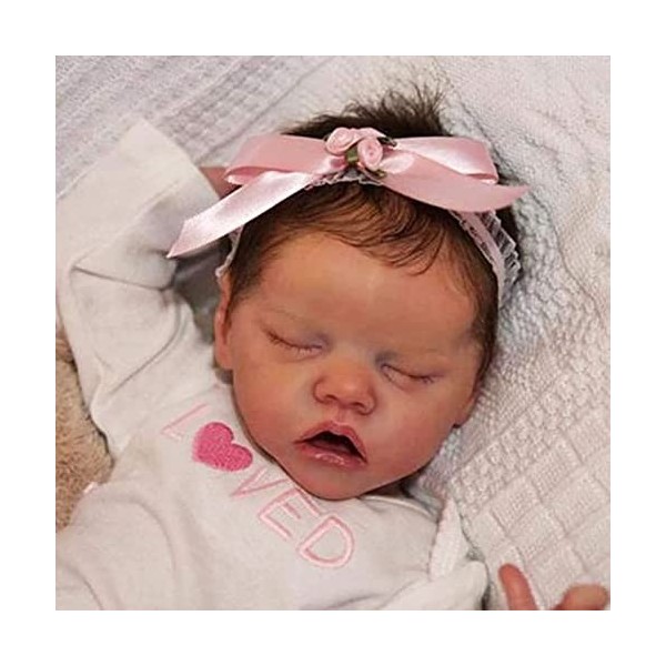 Poupée Bébé Reborn Fille Endormie, 18 Pouces, 46 Cm, Vinyle Réaliste, Corps Complet en Silicone, pour Enfants De 3 Ans Et Plu