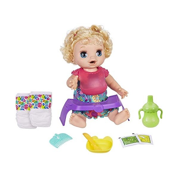 Baby Alive Step ‘N Giggle Baby Blonde Hair Doll with Light-Up Shoes, Responds with 25+ Sounds & Phrases, Drinks & Wets, Toy f