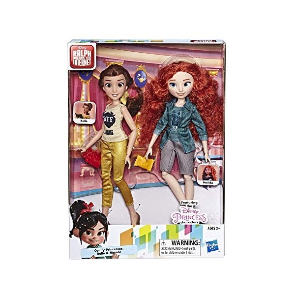 Disney Princess Ralph Breaks The Internet Movie Dolls, Belle and Merida Dolls with Comfy Clothes and Accessories