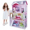Moni Maison poupées en Bois 4107 Aria 15 pièces avec poupée 3 étages, 4 Chambres, Coloris:Rose