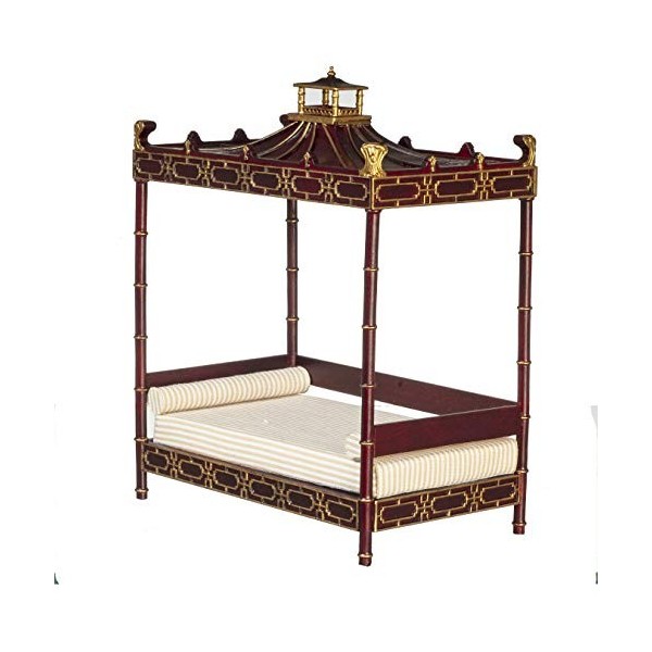 Melody Jane Maison de Poupées Chinois Acajou Double Quatre Affiche Jour Lit JBM Mobilier de Chambre