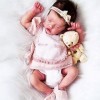 Poupée Bébé Reborn Fille Endormie 18 Pouces, Poupée avec Sourire Réaliste Faite À La Main avec Accessoires pour Filles Et Enf