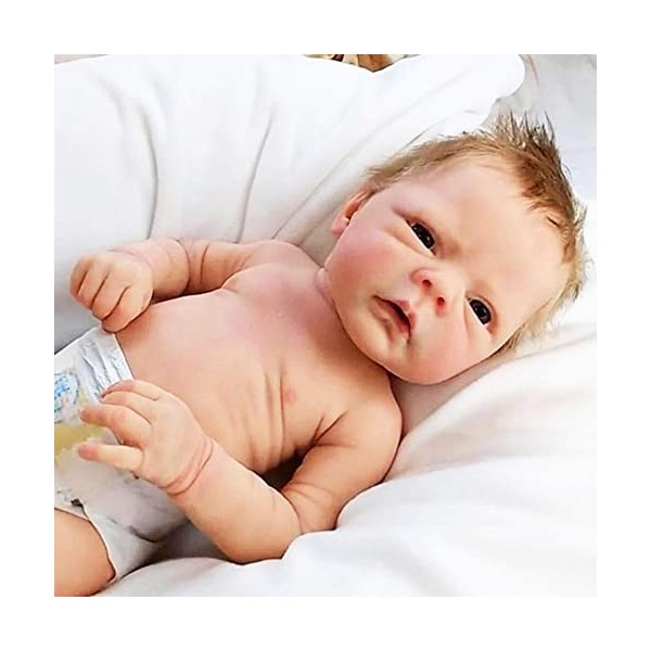 Poupées Bébé Reborn Poupée Bébé Reborn avec 19 Pouces 46 cm Réaliste Silicone Souple Réaliste Nouveau-né Fait Main Fille Garç