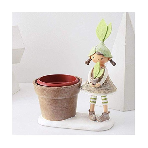 FMGOE Accessoires pour La Maison Sculptures Statue Poupée Verte Miniatures Figurine De Dessin Animé Résine Artisanat Bureau D