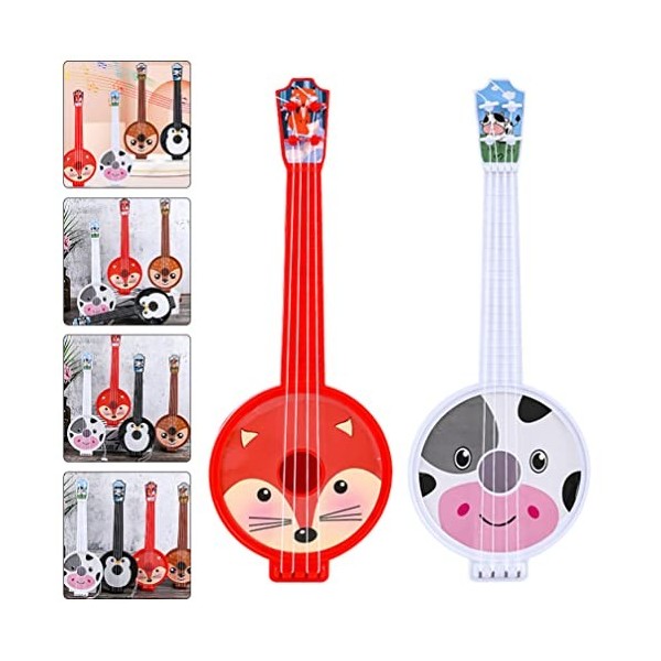 ibasenice Lot de 2 guitares pour enfants avec 4 cordes - Instrument de musique éducatif pour enfants et débutants