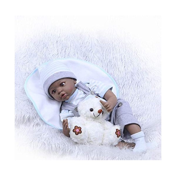 Toddler 22" 55 cm Full Body Silicone Réaliste Bébés Reborn Peau Noire Réaliste Bébé Poupée Bain pour Enfants Cadeau Jouet de 