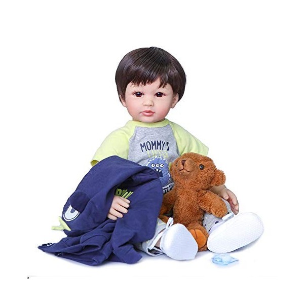 Toddler Lifelike 60 Cm 24" Réaliste Reborn Babies Boy Silicone Souple, Poupée Nouveau-né Faite à la Main pour Enfant à partir