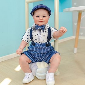 Poupées réalistes pour bébé garçon, poupée Nouveau-né réaliste de 61 cm avec vêtements, Chaussures et Chapeaux, la tête et Le