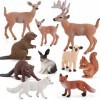 Figurines danimaux de la forêt, 10 pièces miniatures animaux de la forêt, écureuil, cerf, lapin, renard, animaux de la forêt