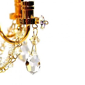 Melody Jane Maison de poupées 6 Bras Véritable Cristal Chandelier Or Finition Miniature Ampoule électrique