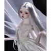 Élégant Bjd Doll 1/4 18.9in Poupée SD 48cm Poupée Rotule Including Vêtements Chaussure Chaussette Argenté Blanc Perruque Maqu