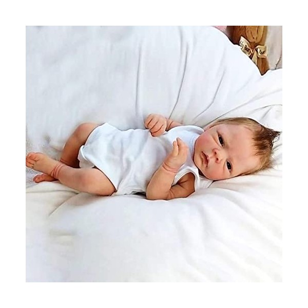 Reborn Baby Doll 18 Pouces 46Cm Oeil Ouvert Poupée Silicone Vinyle Doux Réaliste Bébé Jouet Cadeau, Garçon pour Enfants Cadea