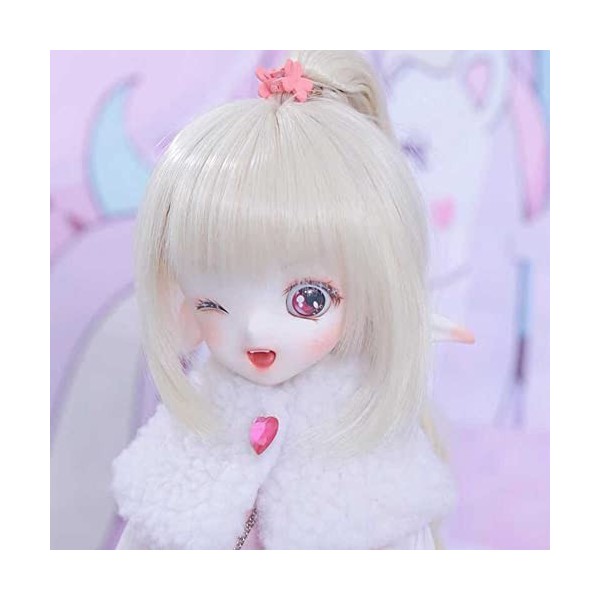 Mignonne Bjd Doll 1/4 16.9in Poupée SD 43cm Ball Jointed Doll avec Cheveux Blonds, Robe, Chaussures, Maquillage Visage, Meill