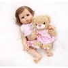 48CM Premie Bebe Reborn Full Body Soft Slicone Cuddly Baby Anatomically Correct Bath Toy in Pink Dress with Bear Toy for Chil