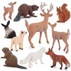 Figurines danimaux de la forêt, 10 pièces miniatures animaux de la forêt, écureuil, cerf, lapin, renard, animaux de la forêt