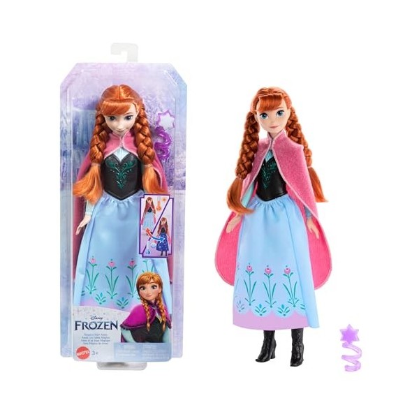 Disney La Reine Des Neiges Poupée Articulée Anna Au Look Emblématique, Jupe Magique Avec Changement Couleur, Cape Amovible Et