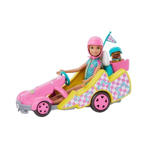 Barbie Coffret Poupée Stacie Avec Voiture De Kart, Chien Et Accessoires, 9 Éléments, Inspiré Du Film Barbie Et Stacie - À La 