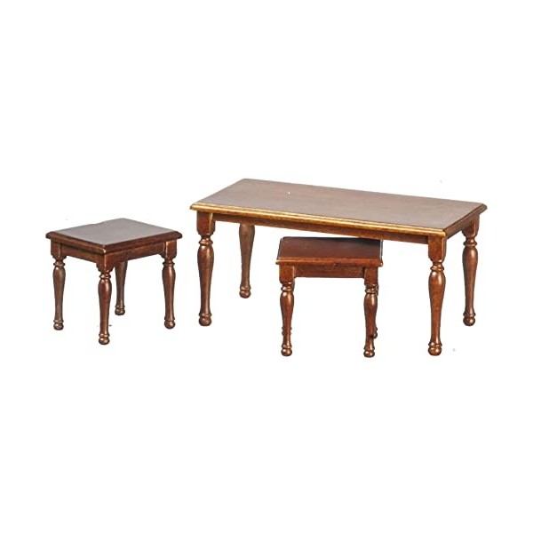 Melody Jane JBM Lot de 3 tables gigognes miniatures en noyer 1:12