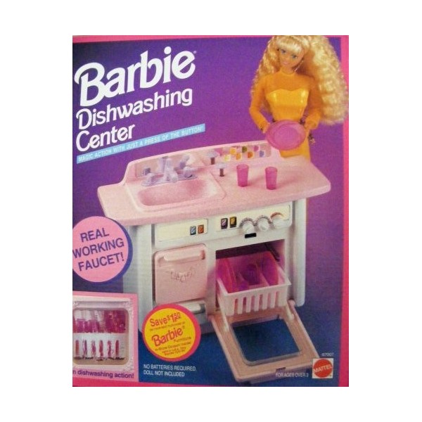 Barbie-Barbie Kitchen Dishwashing Center with Real Working Faucet!! 1993