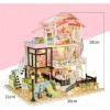 LEONYS Maison de poupée Miniature avec Meubles, Kit de Maison de poupée en Bois DIY Plus Anti-poussière, idée de Salle créati