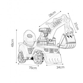 EERSTA Grande voiture de jouet dexcavatrice Sit-on-ride, excavatrice électrique pour enfants, garçons et filles, démarrage à
