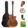 Kit de guitare acoustique pour débutant - Guitare folk pop pour enfants et adultes, instrument de musique à 6 cordes, kit de 