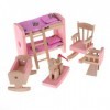 Ensemble de Mobiliers de Chambre des Enfants Miniature Jouet en Bois Meubles pour Maison de Poupée