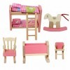 Cisixin Jouet en Bois Meubles pour Maison de Poupée - Ensemble de Mobiliers de Chambre des Enfants Miniature