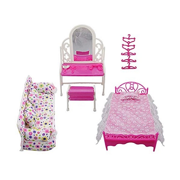 Yudanny 8 Pièces/Ensemble Accessoires de Meubles de Princesse Ensemble de Commode-Cadeau + Ensemble de Canapé + Ensemble de L