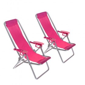 SGerste Lot de 2 chaises de plage miniatures pour maison de poupées 1/6 rose rouge pour Barbie Blythe BJD Hot Toys Accessoire