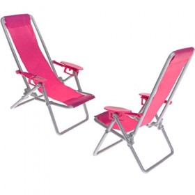 SGerste Lot de 2 chaises de plage miniatures pour maison de poupées 1/6 rose rouge pour Barbie Blythe BJD Hot Toys Accessoire