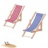 Miniature en Bois Chaise de Plage,Mini Chaises Longues,Mini Chaises de Plage Pliables en Bois,2Pcs Chaise Longue pour Poupée,