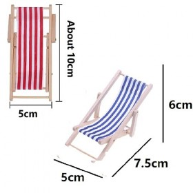Miniature en Bois Chaise de Plage,Mini Chaises Longues,Mini Chaises de Plage Pliables en Bois,2Pcs Chaise Longue pour Poupée,