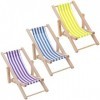 cobee Dollhouse Lot de 3 chaises de plage miniatures pliantes en bois 1:12 pour maison de poupée, mini chaise de plage pour m