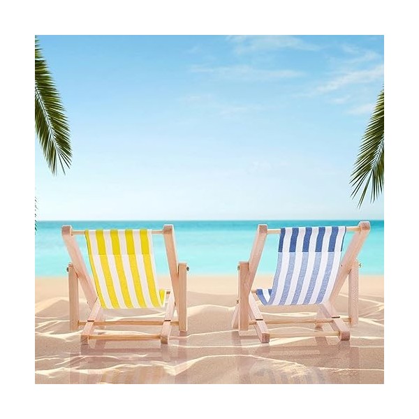 cobee Dollhouse Lot de 3 chaises de plage miniatures pliantes en bois 1:12 pour maison de poupée, mini chaise de plage pour m