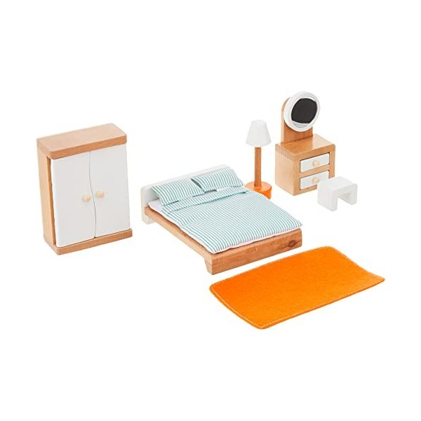 Hape - Chambre Parentale pour Maison de Poupée en Bois - Accessoires Chambre des Parents de Maison de Poupée - Enfant 3 ans e