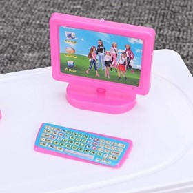 Accessoires de maison de poupée, mini clavier dordinateur télécopieur chaise de bureau ensemble de cadeau de maison de poupé