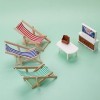 Cobee Dollhouse Mini Chaise Pliante, 3 Pcs Miniature en Bois Chaise de Plage Maison de Poupée Chaise Longue Maison de Poupée 