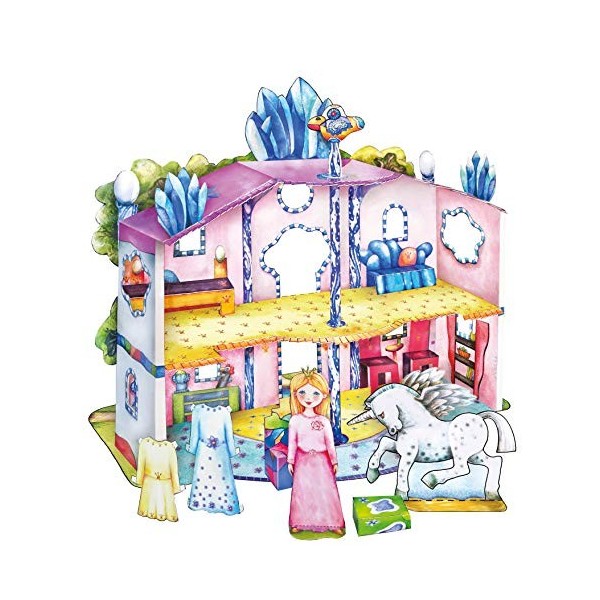 ATELIER COLOR Maison de fée pour princesse et licorne, feuille à partir de 6+ ans DIY set 3D papier créatif jouet livre à déc