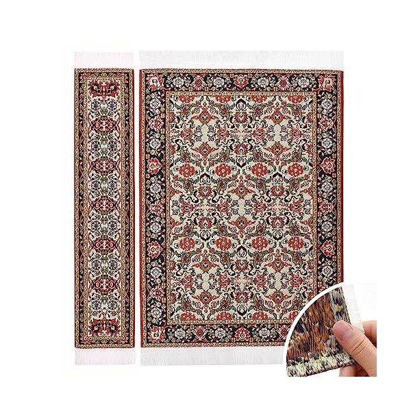 iLAND Tapis tissé vintage pour meubles de maison de poupée plume 