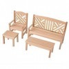 4PCS Maison De Poupée Meubles en Bois Chaise De Jardin Tabouret Miniature Table Chaises Meubles Ensemble pour Enfants Au-dess